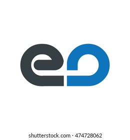 Initial Letter ED EN Linked Circle Lowercase Logo Black Blue