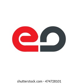 Initial Letter ED EN Linked Circle Lowercase Logo Red Black