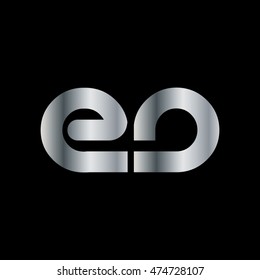 Initial Letter ED EN Linked Circle Lowercase Logo Silver