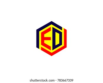 Initial letter ED Hexagonal design Logo Vector Graphic Branding Letter Element.