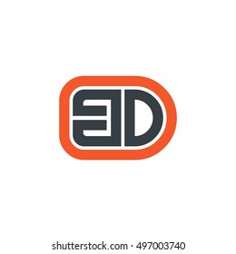 Initial Letter ED Linked Design Logo Orange Black