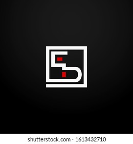 Initial letter ED linked square logo white and red color. Corporate identity design template element. Industry, finance, bank logotype. Square group, technology interaction, network integrate concept.