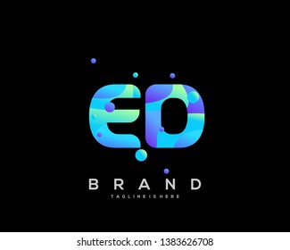Initial letter ED logo with colorful background, letter combination logo design for creative industry, web, business and company. - Vector
