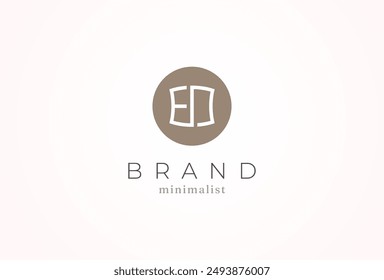 Letra inicial ED Logo, letra minimalista E con D combinación en círculo, diseño logo Plantilla, Ilustración vectorial