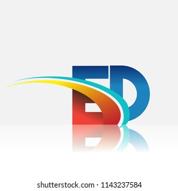 initial letter ED logotype company name colored red and blue and swoosh design. vector logo for business and company identity.
