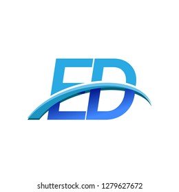 initial letter ED logotype company name colored blue and swoosh design. vector logo for business and company identity.
