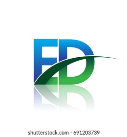 initial letter ED logotype company name colored blue and green swoosh design. vector logo for business and company identity.
