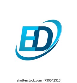 initial letter ED logotype company name colored blue swoosh design concept. vector logo for business and company identity.