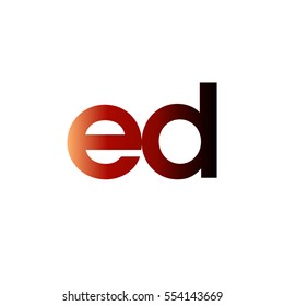 Initial letter ED red brown gradation color logo
