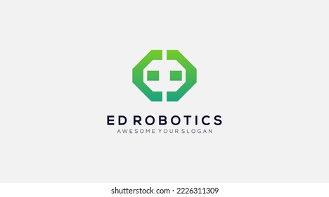 Initial letter ED robotics logo template vector illustration

