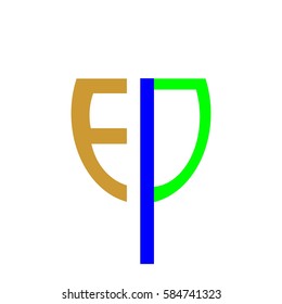initial letter EDP gold blue green color logo vector