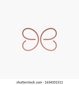 Initial letter EE with abstract butterfly element. minimalist line art monogram shape logo. Beauty, luxury spa style. - vector