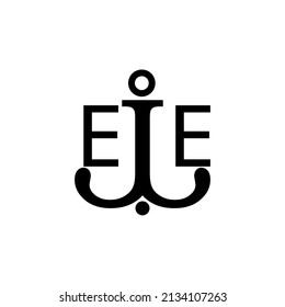 Initial letter EE anchor simple logo.