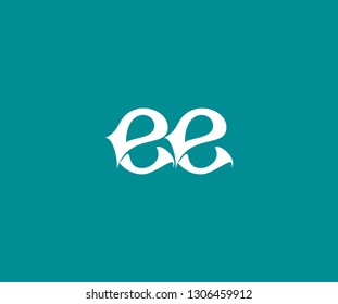 initial letter ee aqua style logotype