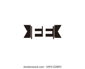 Initial letter ee black ribbon logo design