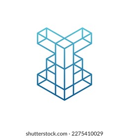 Initial letter ee block cube modern creative logo