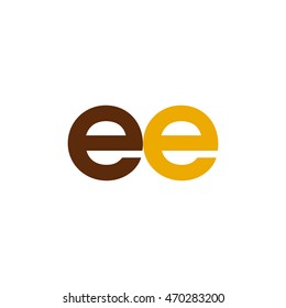 Initial letter EE brown yellow color logo