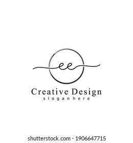 Initial letter EE calligraphy handwritten logo. Handwritten alphabet in the logo template. Letters and Alphabet for your logo design.