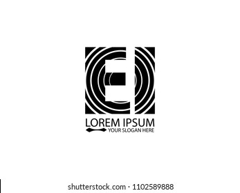 Initial letter EE circle line brown color logo vector