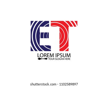 Initial letter EE circle line brown color logo vector