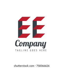 Initial Letter EE Design Logo With Square