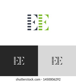 Initial Letter ee e  uppercase modern logo design template elements. green letter Isolated on black white grey background. Suitable for business, consulting group company.