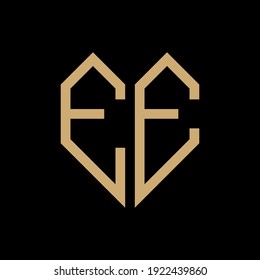 Initial letter EE heart geometric logo vector black background