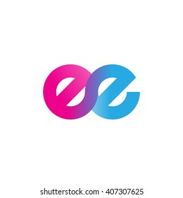 initial letter ee linked circle lowercase logo pink blue purple