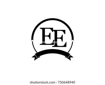 initial letter EE logo monogram retro black