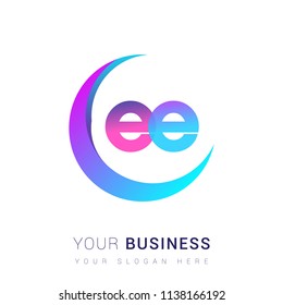 initial letter EE logotype company name, coloreful and swoosh design. vector logo for business and company identity.