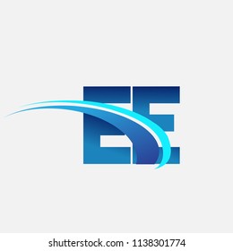 initial letter EE logotype company name colored blue and swoosh design. vector logo for business and company identity.
