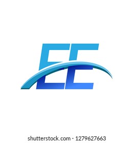 initial letter EE logotype company name colored blue and swoosh design. vector logo for business and company identity.
