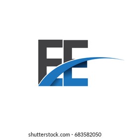 initial letter EE logotype company name colored blue and grey swoosh design. vector logo for business and company identity.
