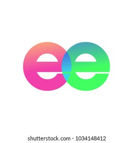 Initial Letter EE Lowercase Logo green, pink and Blue, Modern and Simple Logo Design.