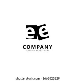 Initial Letter EE Lowercase Logo Design Template Elements Isolated on White Background. Letter E Negative Space. Suitable for business, consulting group company.