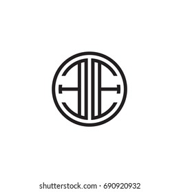 Initial letter EE, minimalist line art monogram circle logo, black color