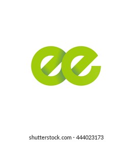 initial letter ee modern linked circle round lowercase logo green