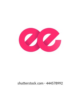 initial letter ee modern linked circle round lowercase logo pink