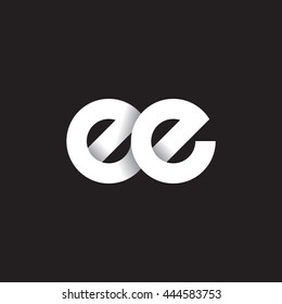 initial letter ee modern linked circle round lowercase logo white black