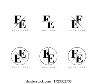 Initial Letter EE Monogram Sliced. Logo template isolated on white background