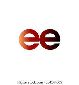 Initial letter EE red brown gradation color logo