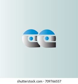 initial letter EE rounded lowercase. E and E vector template design.