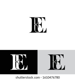 Initial letter ee uppercase modern logo design template elements. Black, and white letter Isolated on white, black and grey background. Suitable for business, consulting group company.