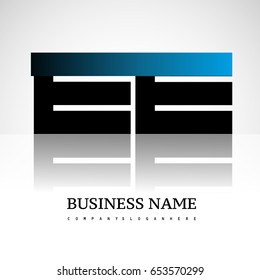 Initial letter EE uppercase modern and simple logo linked blue and black colored, isolated in white background. Vector design for company identity.