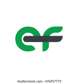 Initial Letter EF Circle Lowercase Logo Green Black
