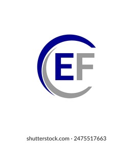 Initial Letter EF or FE Logo. Monogram Linear Rounded Style isolated on White and Blue Background. Usable for Business, Branding and