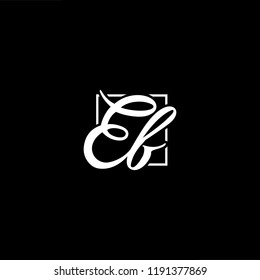 Initial letter EF FE minimalist art monogram shape logo, white color on black background
