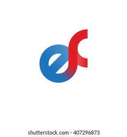 initial letter ef linked circle lowercase logo blue red