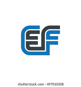 Initial Letter EF Linked Design Logo Blue Black