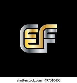 Initial Letter EF Linked Design Logo Silver Gold